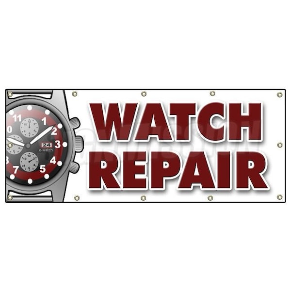 WATCH REPAIR BANNER SIGN batteries jewelry gems bands appraisals